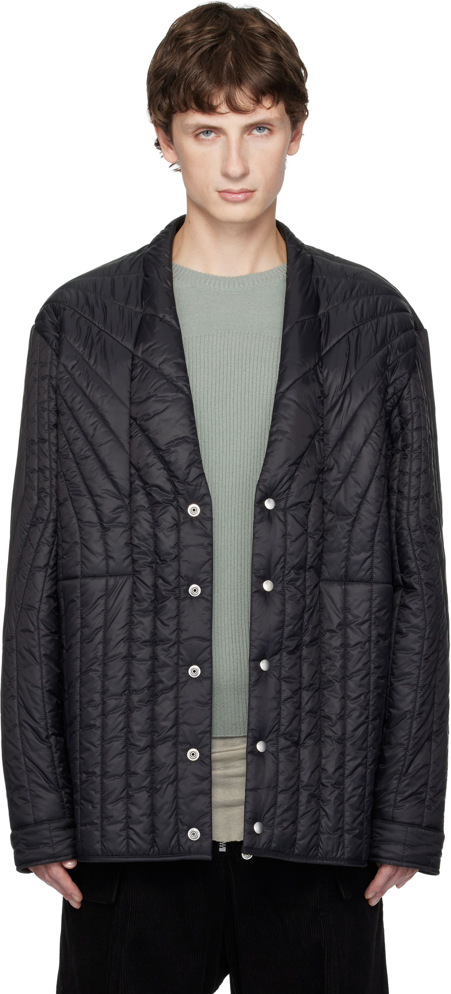 Pernata jakna Rick Owens Concordians Long Sleeve Quilted Liner Down Jacket Crna | RU02E1755 NPT1, 0