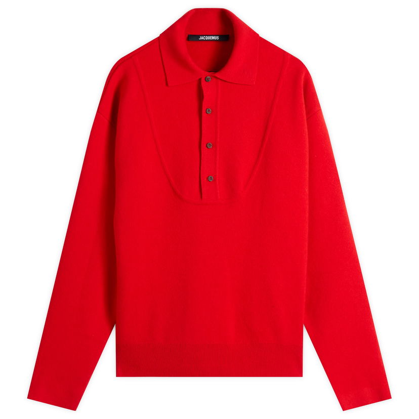 Polo majica Jacquemus Jacquemus Knitted Polo, Size Large Crvena | 25HSWM00609AK00276-470