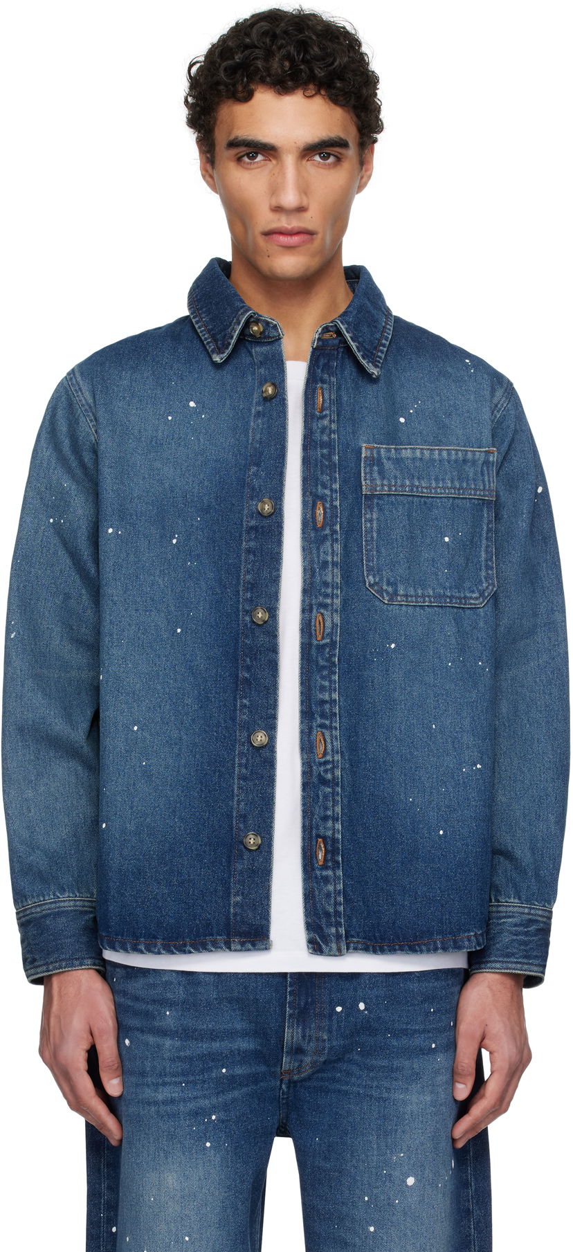 Košulja A.P.C. A.P.C. Paint Splatter Denim Shirt Plava | COHGL-H02709