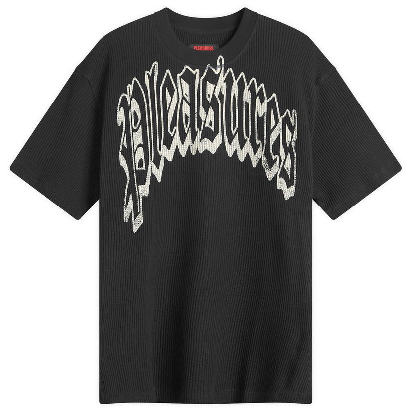 Majica kratkih rukava Pleasures Pleasures Twitch Waffle T-Shirt, Size Small Crna | P25SP024-BLK