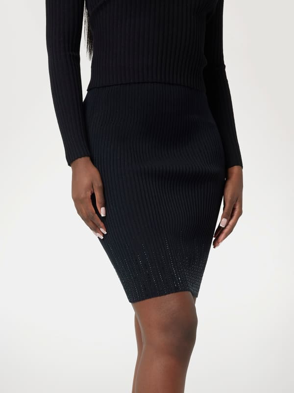 Suknja GUESS Black Mini Skirt with Rhinestone Details Crna | W5RD83Z2Y50