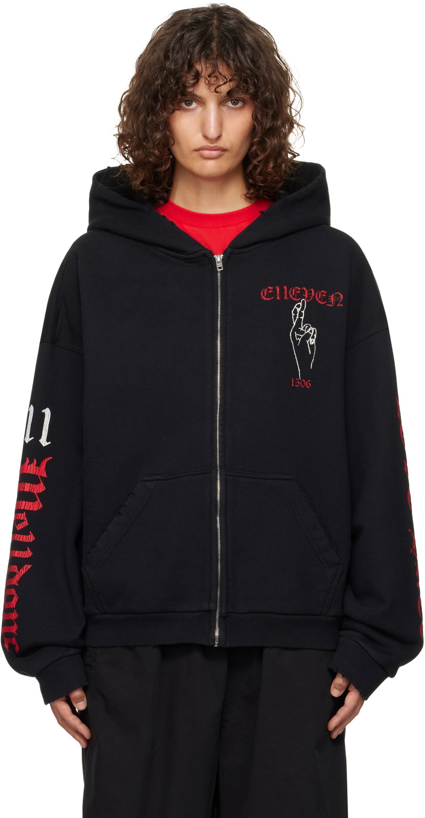 Dukserice We11done We11done Elleven Zip Hoodie Crna | WD-TJ3-24-875-U-BK