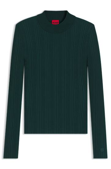 Džemper BOSS Ribbed sweater with mock neck Zelena | 50549762, 0