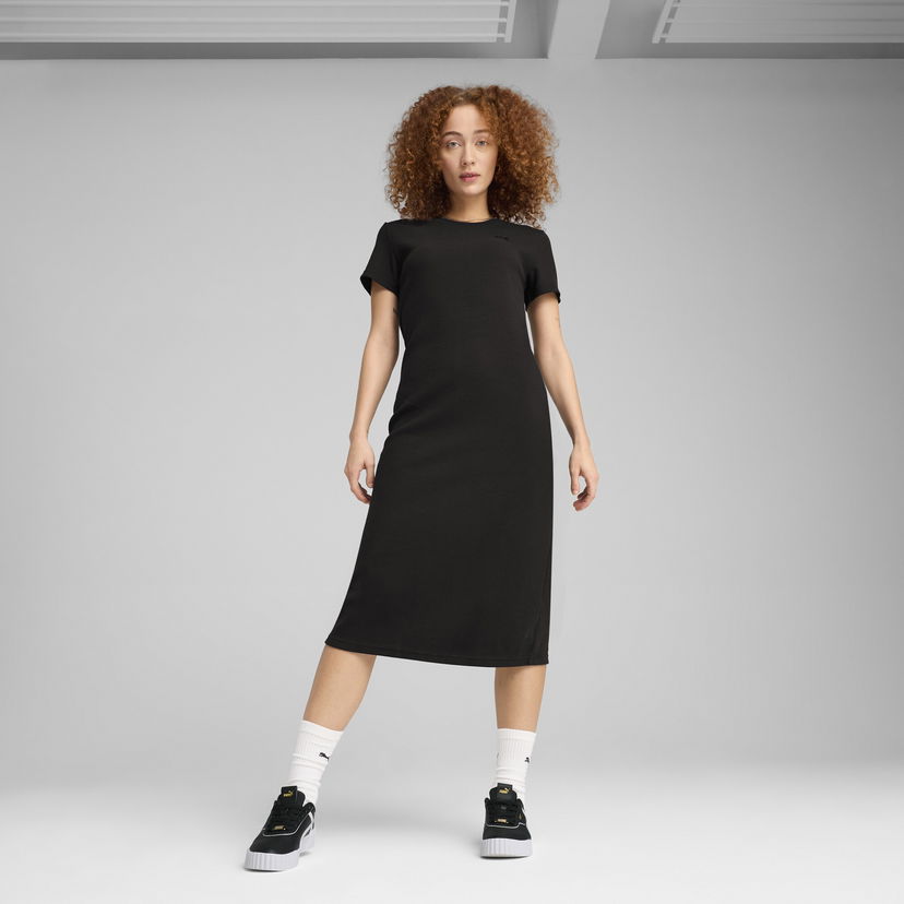 Haljina Puma HER Ribbed Midi Dress Crna | 685063_01