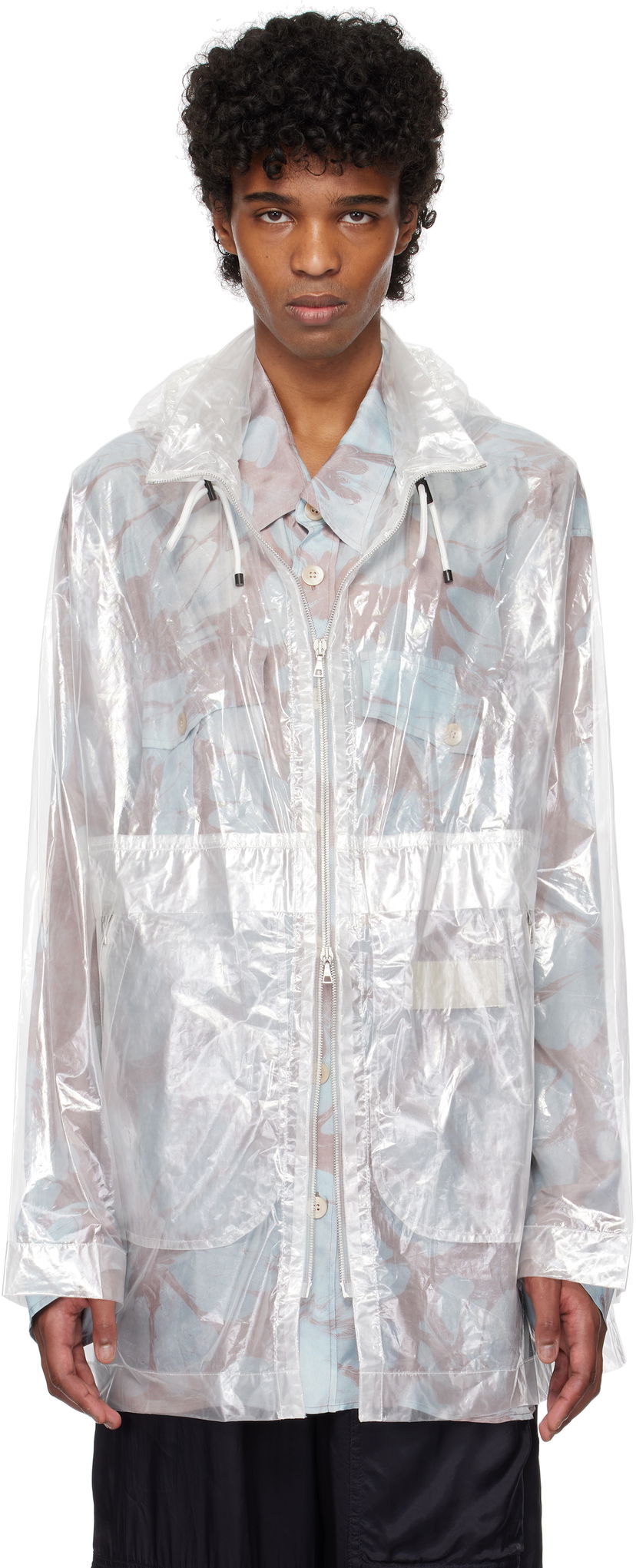 Vjetrovka Dries Van Noten Dries Van Noten Transparent Nylon Hooded Jacket Bijela | 251-020553-1257