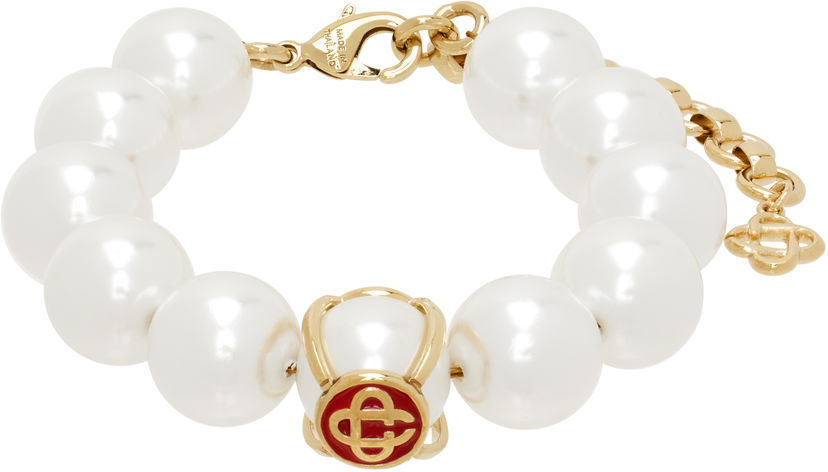 Narukvica Casablanca Logo Faux-Pearl Bracelet with Gold-Tone Hardware Metalik | APS25-JW-257-01