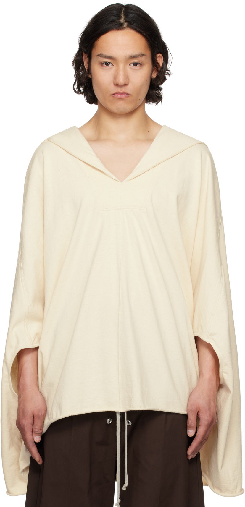 Džemper Rick Owens Rick Owens Hollywood Hooded Kaftan Bež | RR01E5505 RIGN