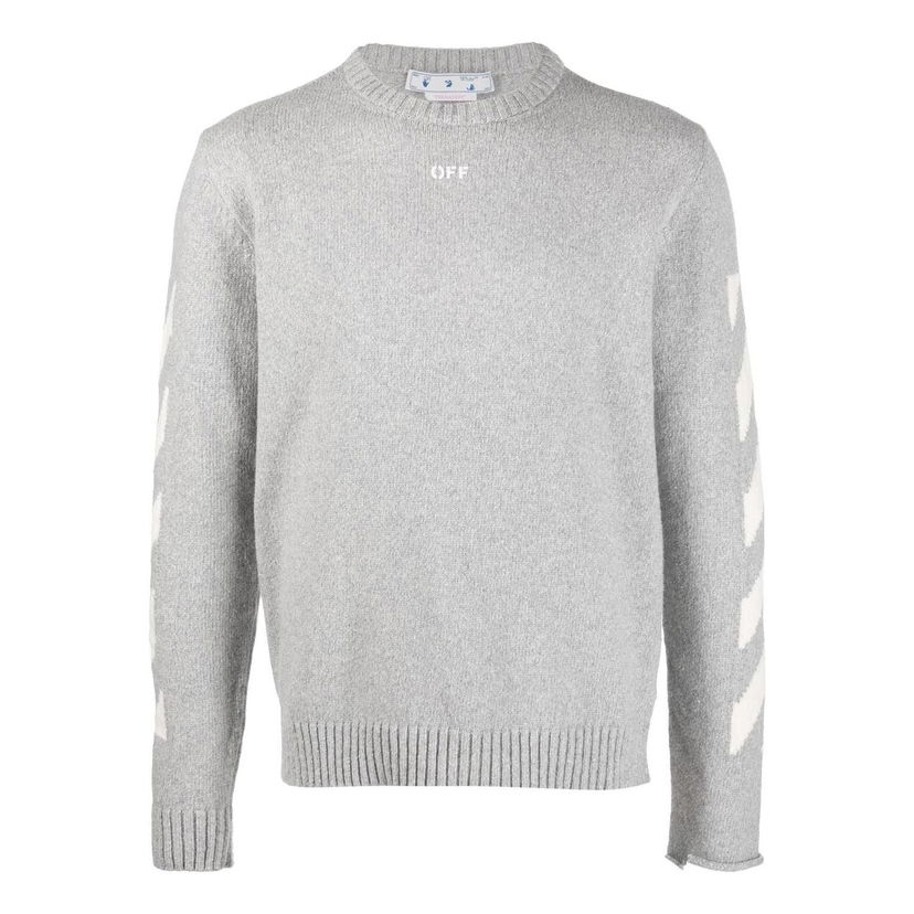 Džemper Off-White Off-White Arrow Round Neck Sweater Siva | OMHE023C99KNI0010501