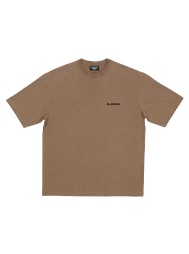 Majica kratkih rukava Balenciaga Back Logo Regular Fit Vintage T-shirt Smeđa | 612966TMVF47761