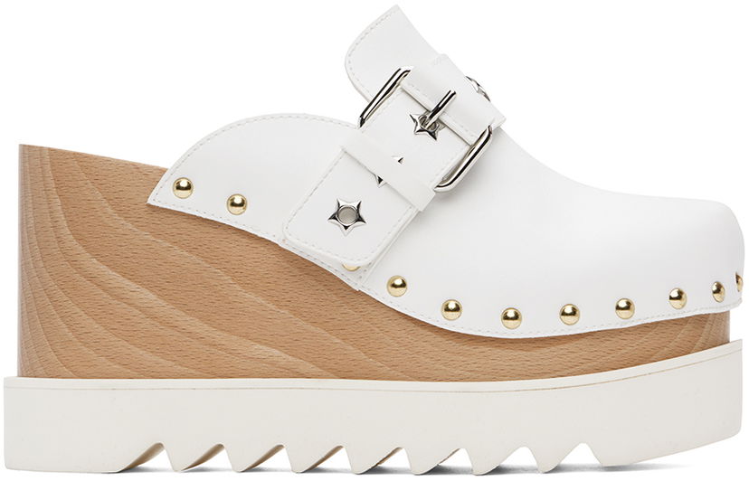 Tenisice i cipele Stella McCartney Elyse Star-Studded Slip-On Platform Clogs Bijela | 810426AP00P0