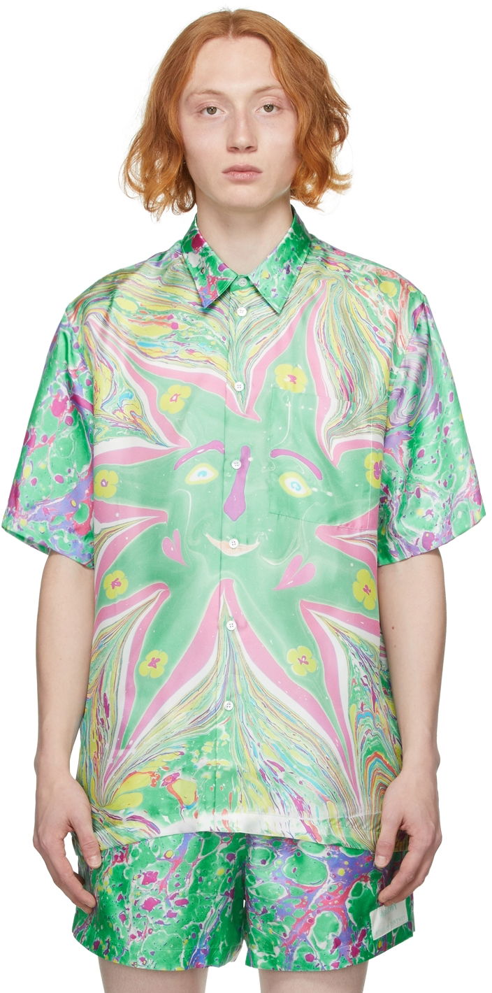 Košulja Stella McCartney Stella McCartney Ricky Myfawnwy Edition Print Short Sleeve Shirt Zelena | 604051SSA65