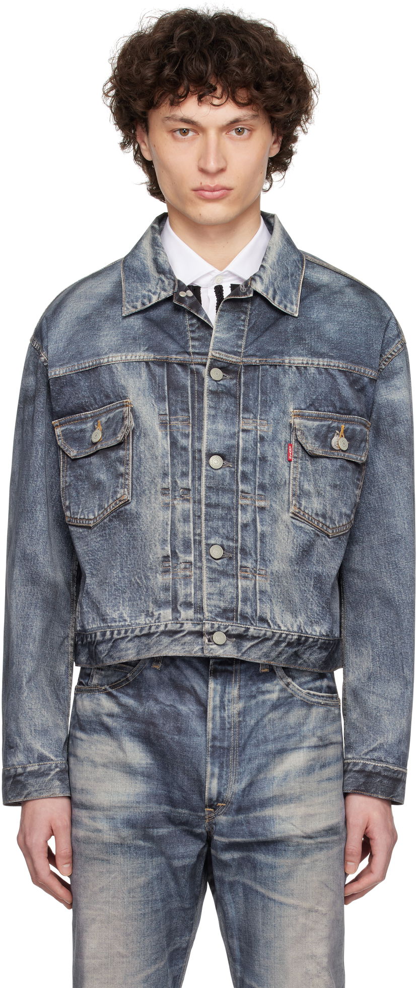 Jakna Junya Watanabe Junya Watanabe Levi's Edition Denim Trucker Jacket Plava | WO-J910-100