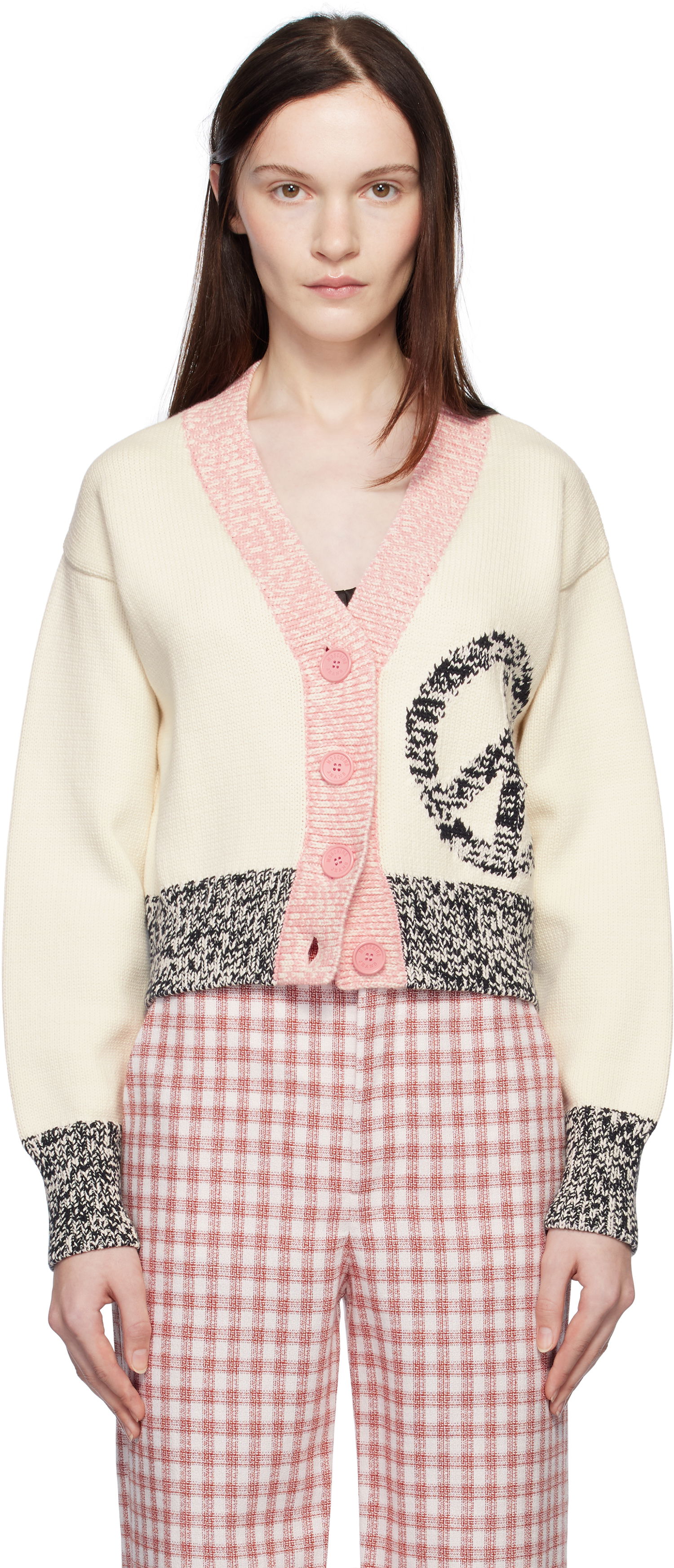 Džemper Moschino Urban Peace Sign Cardigan Bež | 251K10918, 0