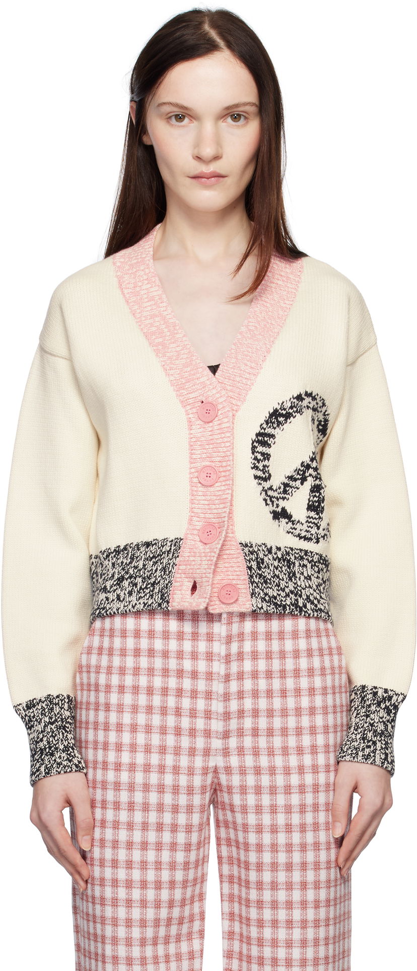 Džemper Moschino Urban Peace Sign Cardigan Bež | 251K10918