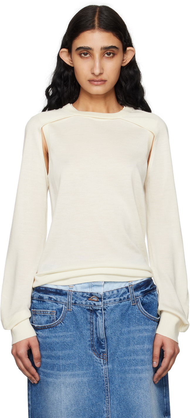 Džemper Helmut Lang Women's Shrug Knit Sweater Bijela | SHRUG CREW