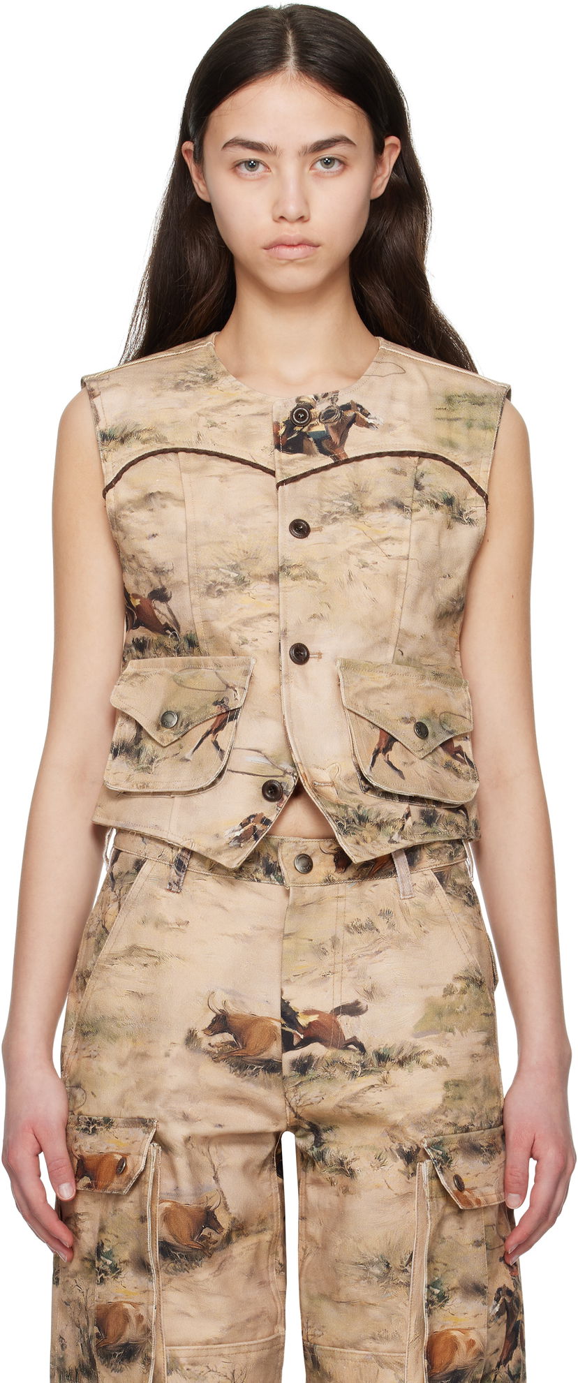 Prsluk Andersson Bell Andersson Bell Cowboy Print Vest Bež | awa697w