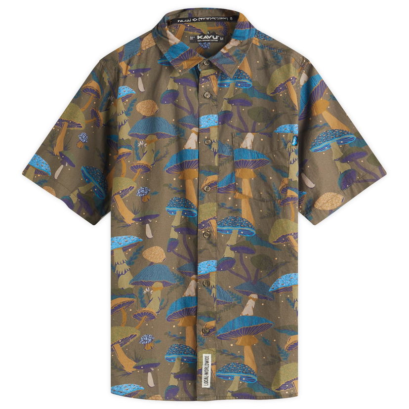 Košulja KAVU Festaruski Stand Collar Short Sleeve Shirt Mushroom Kingdom Zelena | 5036-2576