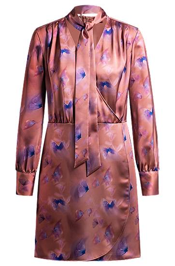 Haljina BOSS Butterfly Print Wrap Dress with Button Cuffs Ružičasta | 50530149