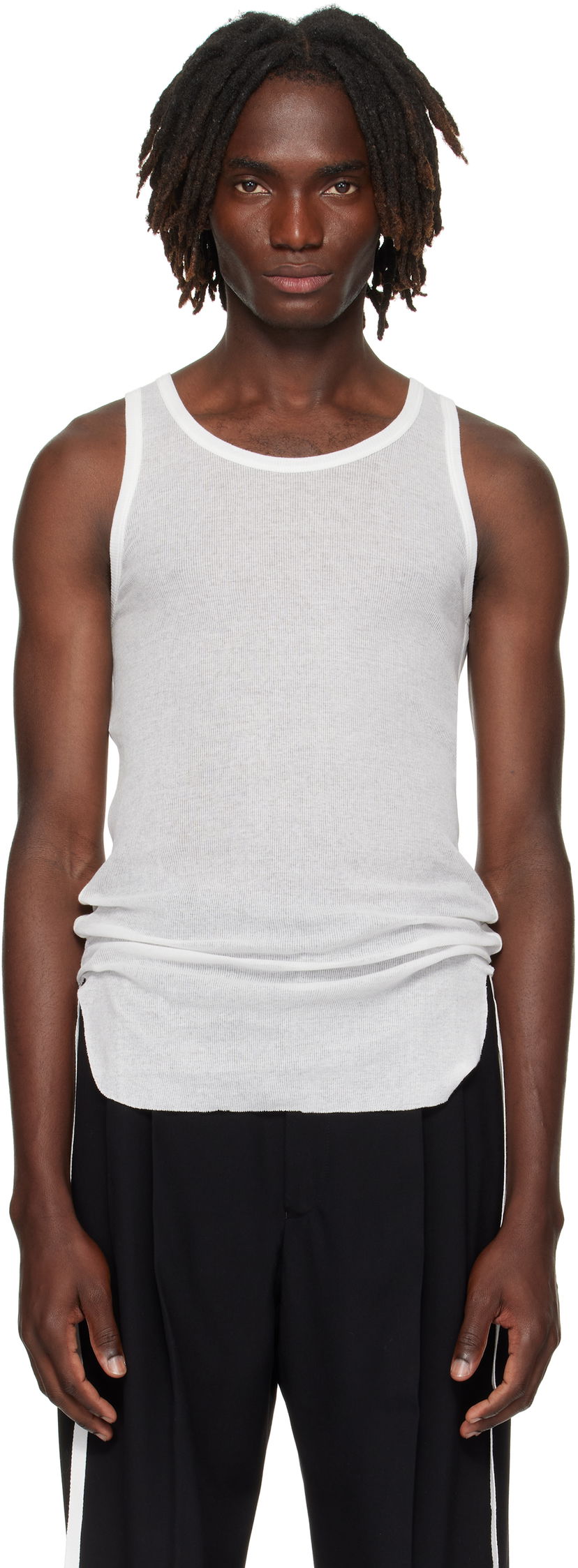Majica bez rukava Ann Demeulemeester Ann Demeulemeester Boris Wrinkled Cropped Tank Top Bijela | B0011785-FA434-002