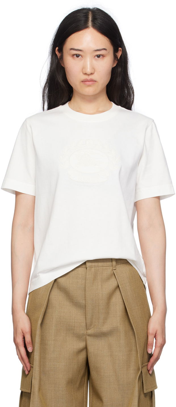 Majica kratkih rukava Burberry Cotton T-Shirt With Logo Embroidery Bijela | 8093651