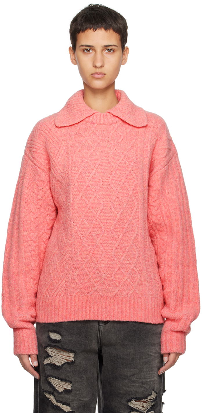 Džemper ADER ERROR Long Sleeve Cable Knit Polo Sweater Ružičasta | BMADFWKT0102PK
