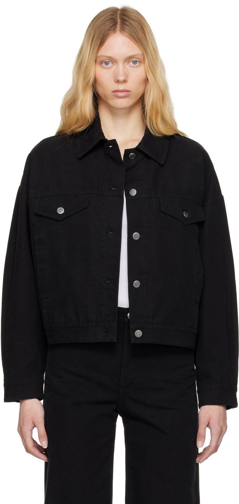 Jakna A.P.C. A.P.C. Cally Cropped Denim Jacket Crna | COGBJ-F02905