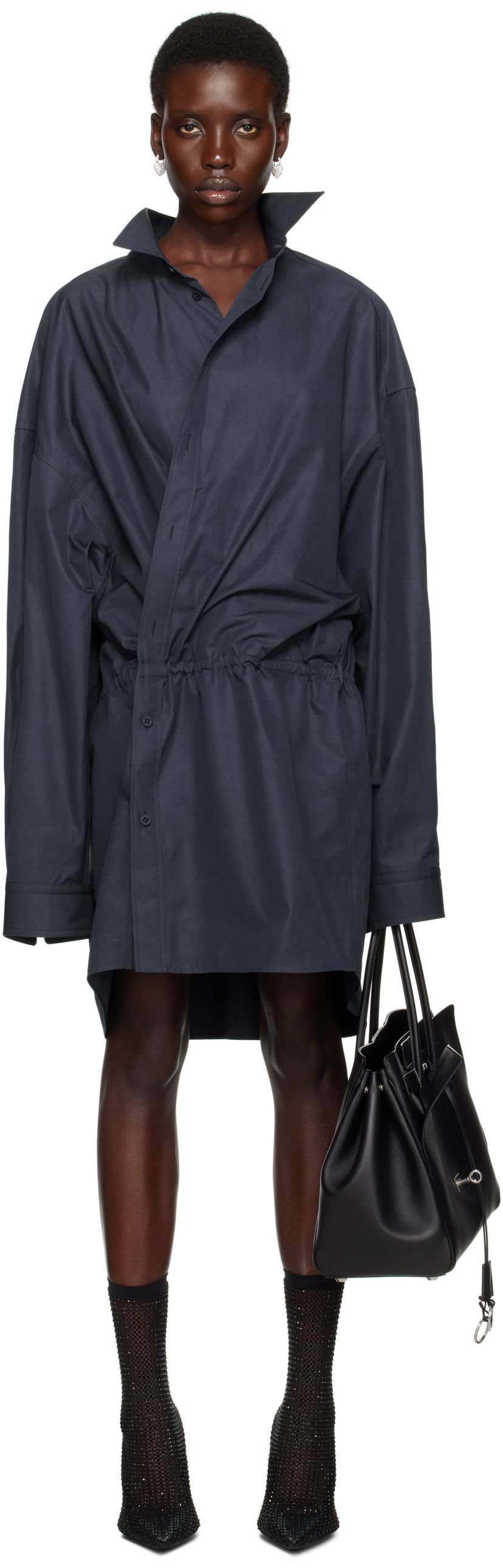 Haljina Balenciaga Balenciaga Shirt Mini Dress Tamnoplava | 814136 TRM17