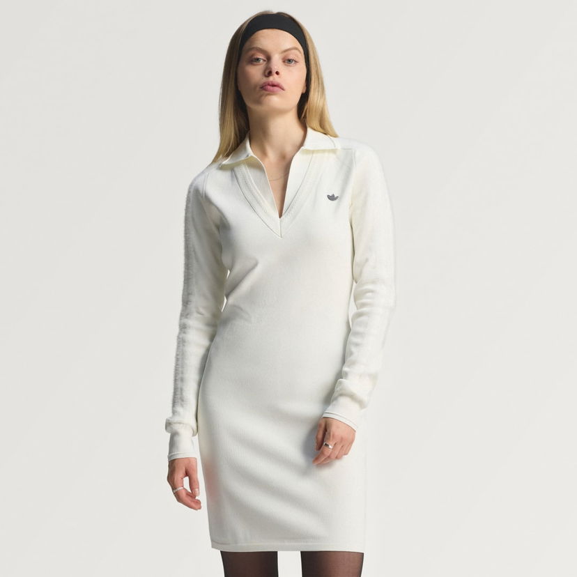 Haljina adidas Performance Long Sleeve Collared Dress Bijela | JW7322