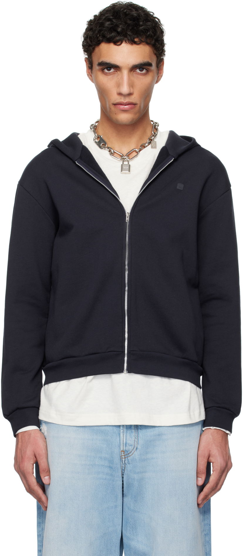 Dukserice Acne Studios Acne Studios Zip-Up Hoodie Tamnoplava | CI0185-