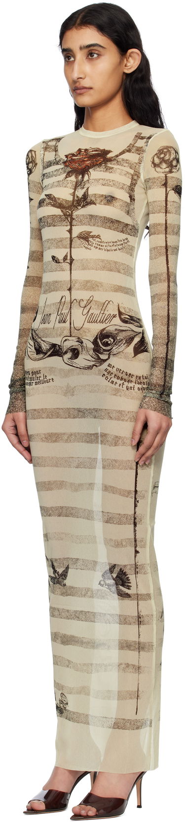 Haljina Jean Paul Gaultier Jean Paul Gaultier Tattoo Marinière Maxi Dress Bež | 25/34-F-RO396-T585-030030, 3