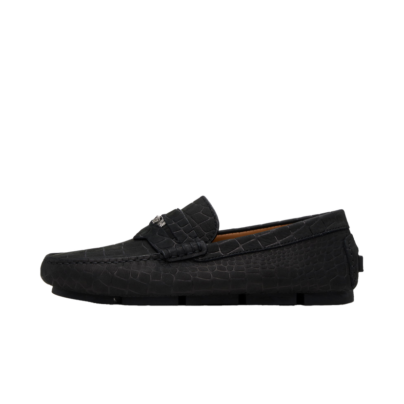 Tenisice i cipele Versace Embossed Leather Driver Loafers Crna | 1013960_1A12292