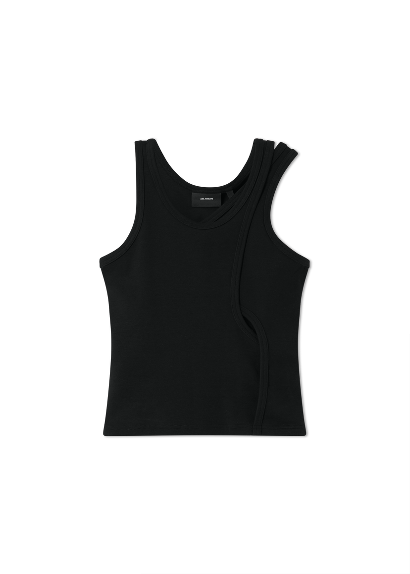 Majica bez rukava AXEL ARIGATO Rina Ribbed Layered Tank Top Crna | A3422002