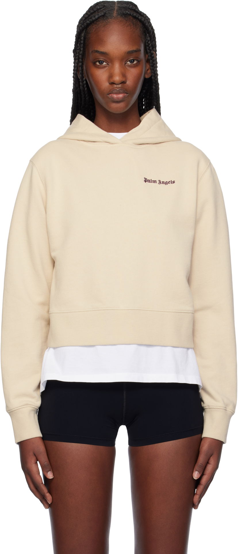 Dukserice Palm Angels Classic Logo Fitted Hoodie Bež | PWBB069F24FLE0036129