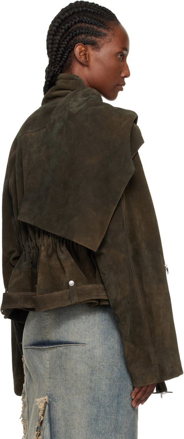 Jakna Rick Owens Concordians Cropped Scarf Flight Suede Jacket Smeđa | RO02E4793 LCSI, 2