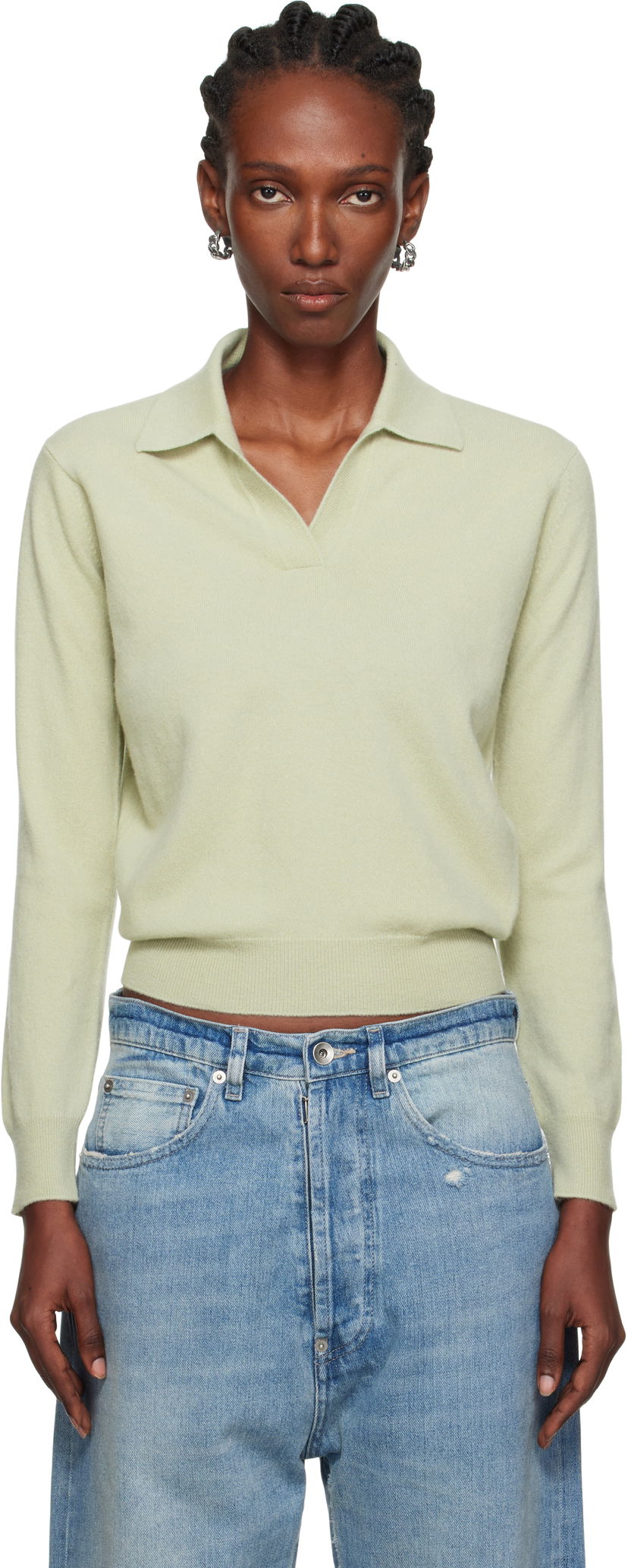 Polo majica Maison Margiela Maison Margiela Longsleeve Polo Zelena | S51GL0063 M13144
