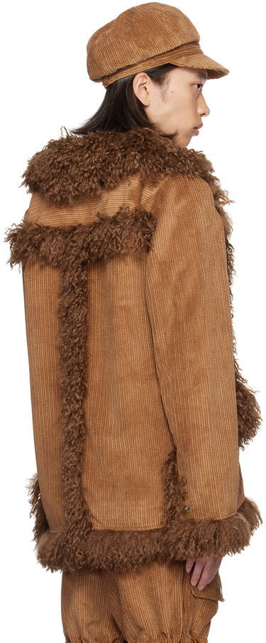 Jakna Anna Sui Anna Sui Faux-Fur Trimmed Corduroy Coat Smeđa | M624V30, 2