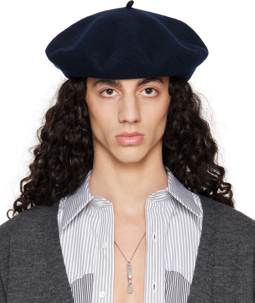 Beretka Maison Margiela Maison Margiela Heavy Wool Beret Tamnoplava | S50TC0075 M13115