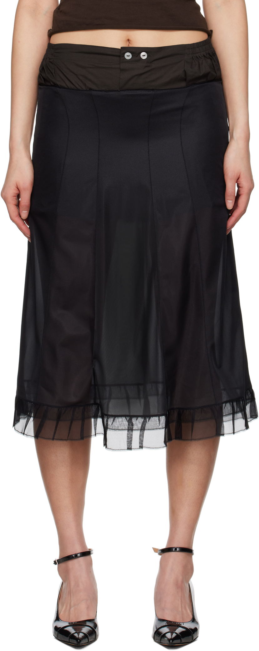 Suknja Maison Margiela Maison Margiela Anonymity of the lining Midi Skirt Crna | S51ME0030 MTJ023