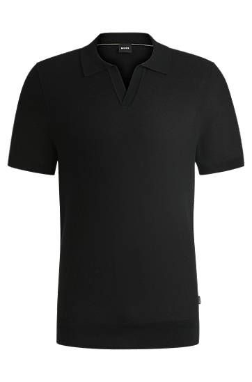 Polo majica BOSS Knit Sweater with Johnny Collar Crna | 50537654