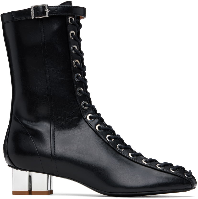Tenisice i cipele GANNI GANNI Oleatex Eyelets Lace-Up Boots Crna | S2967