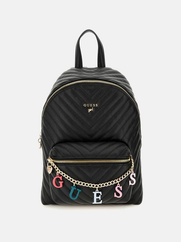 Ruksak GUESS Chain Lattering Logo Backpack Crna | J4RZ17WFZL0