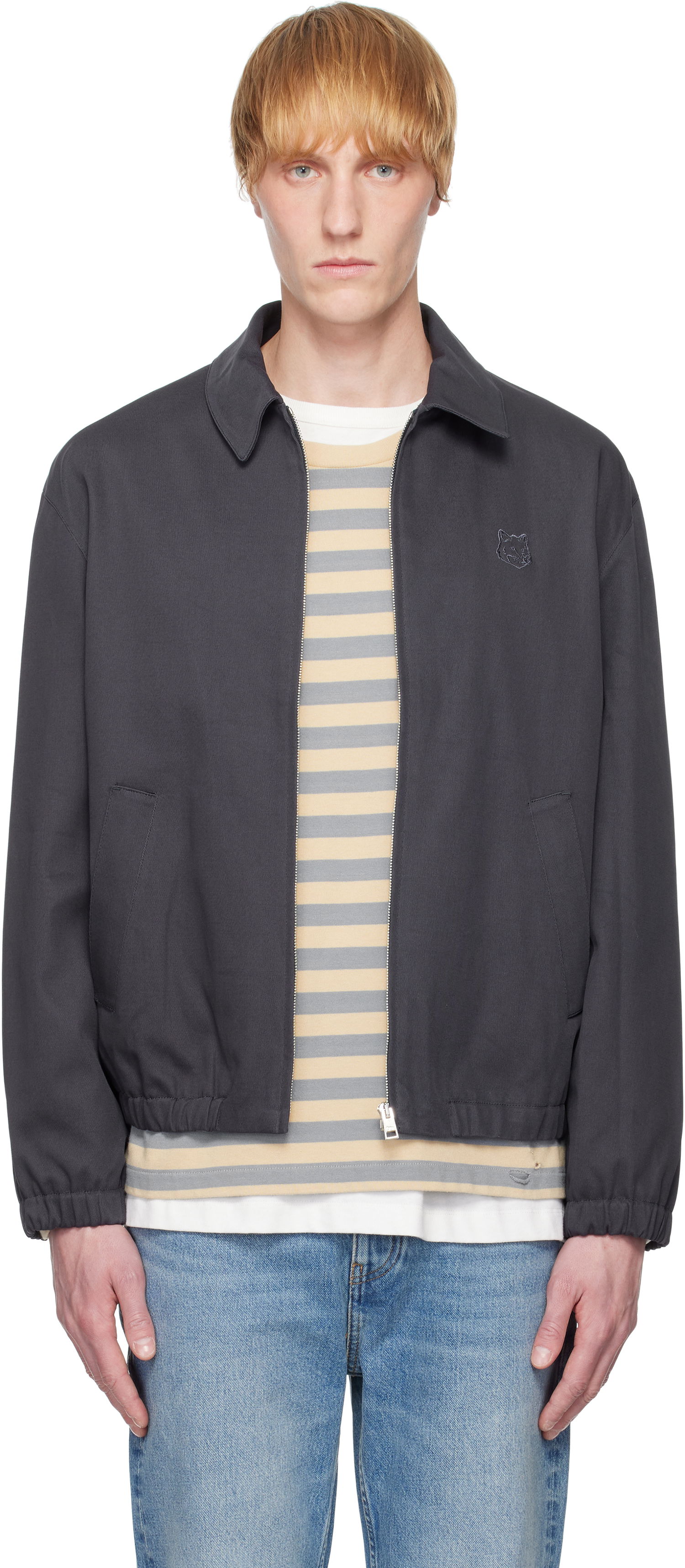 Bomber jakna MAISON KITSUNÉ Maison Kitsuné Elasticated Zipped Jacket Siva | OM02122WW9028, 0