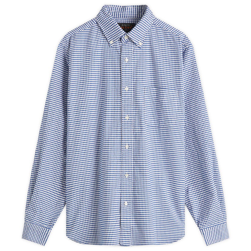 Košulja BEAMS Beams Plus Button Down Gingham Oxford Shirt, Size Medium Plava | 3811-0077-139-75