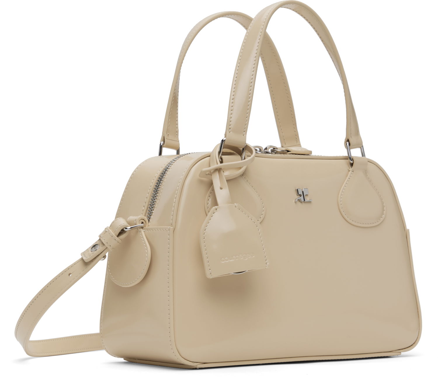 Torba za rame Courrèges Studded Leather Bowling Bag Bež | 324GSA130CV0033, 1