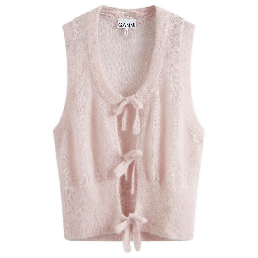 Prsluk GANNI Tie String Vest in Lilac Bež | K2268-395