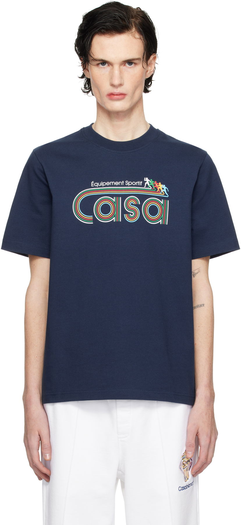 Majica kratkih rukava Casablanca Navy 'Equipement Sportif' Graphic T-Shirt Tamnoplava | MPS25-JTS-001-02