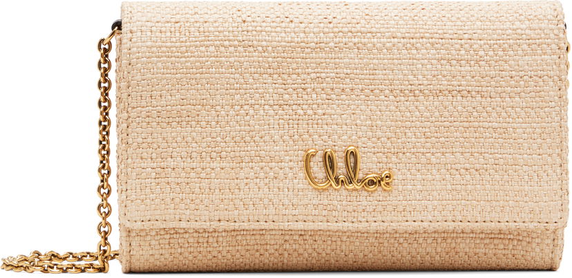 Torba za rame CHLOÉ Chloé Iconic Flap Wallet On Chain Clutch Bež | CH25UP559P19