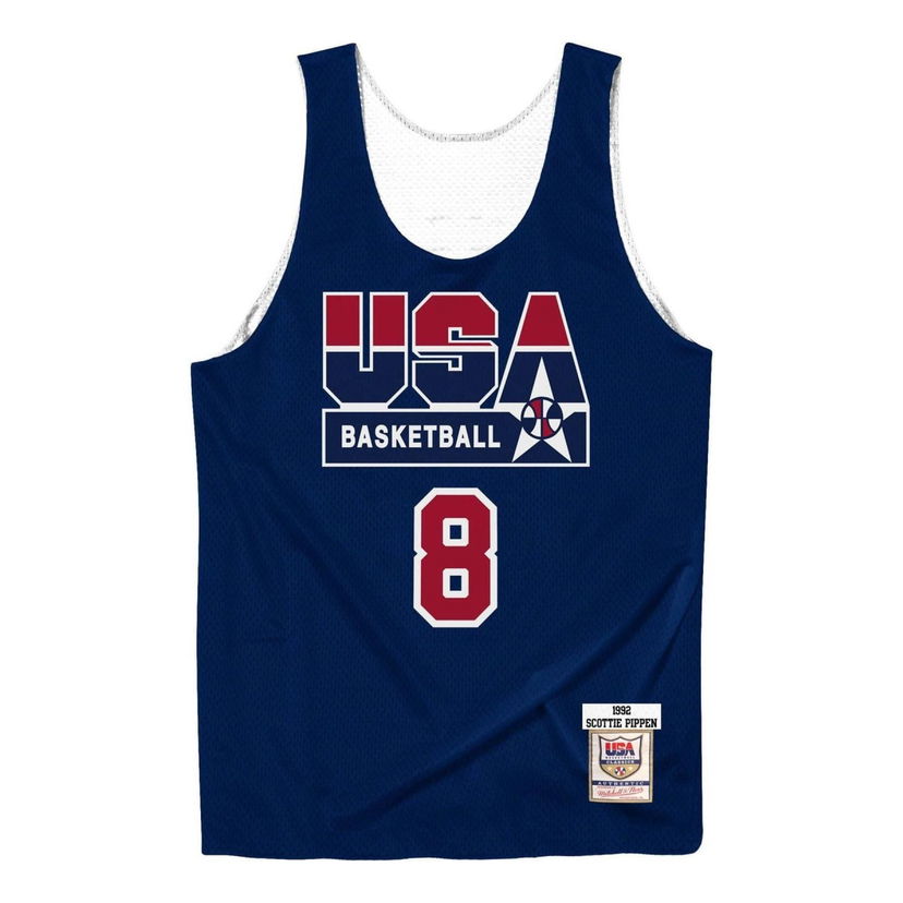 Majica bez rukava Mitchell & Ness Mitchell & Ness Team USA 1992 Scottie Pippen Basketball Reversible Jersey Plava | ARPJLG18029-USANAVY92SPI