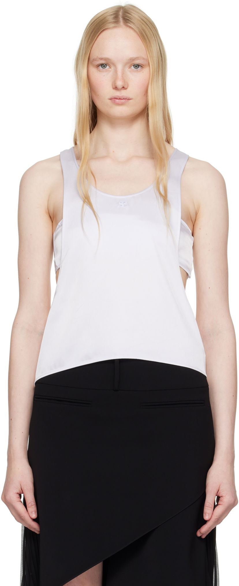 Majica bez rukava Courrèges Courrèges Infinity Satin Tank Top Bijela | 225CDE131PL0160