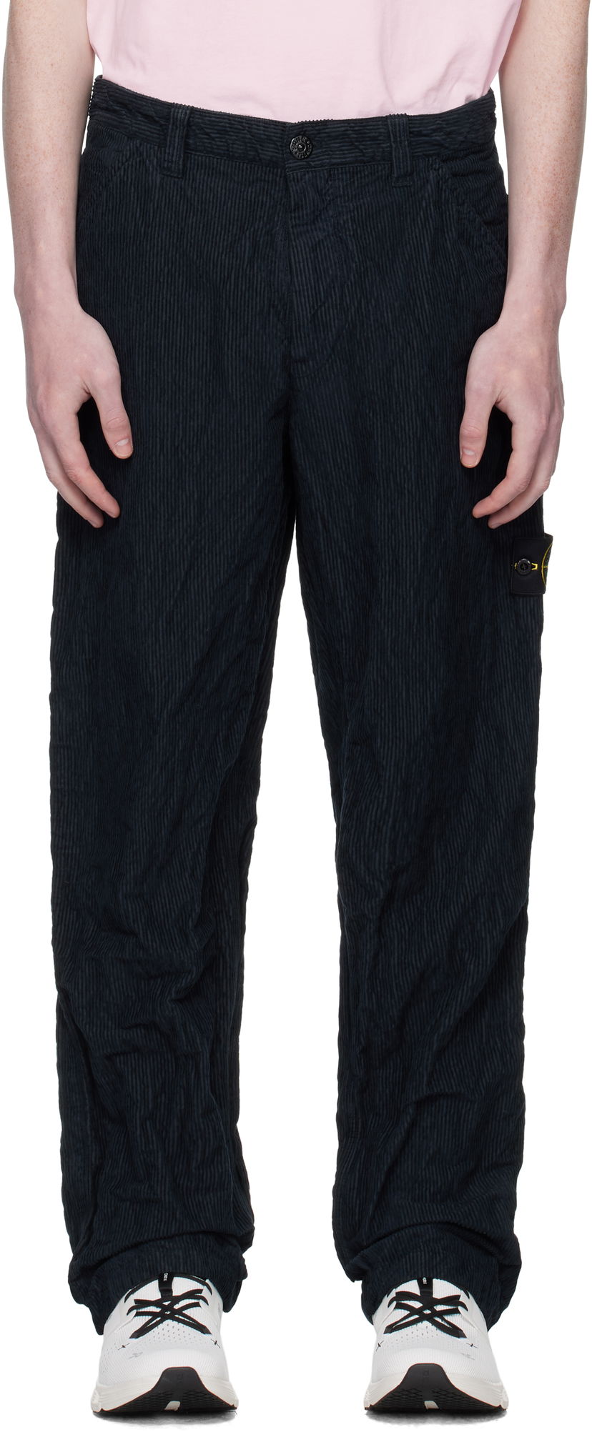 Hlače Stone Island Wrinkled Corduroy Trousers Tamnoplava | K2S15 3100026 S0229